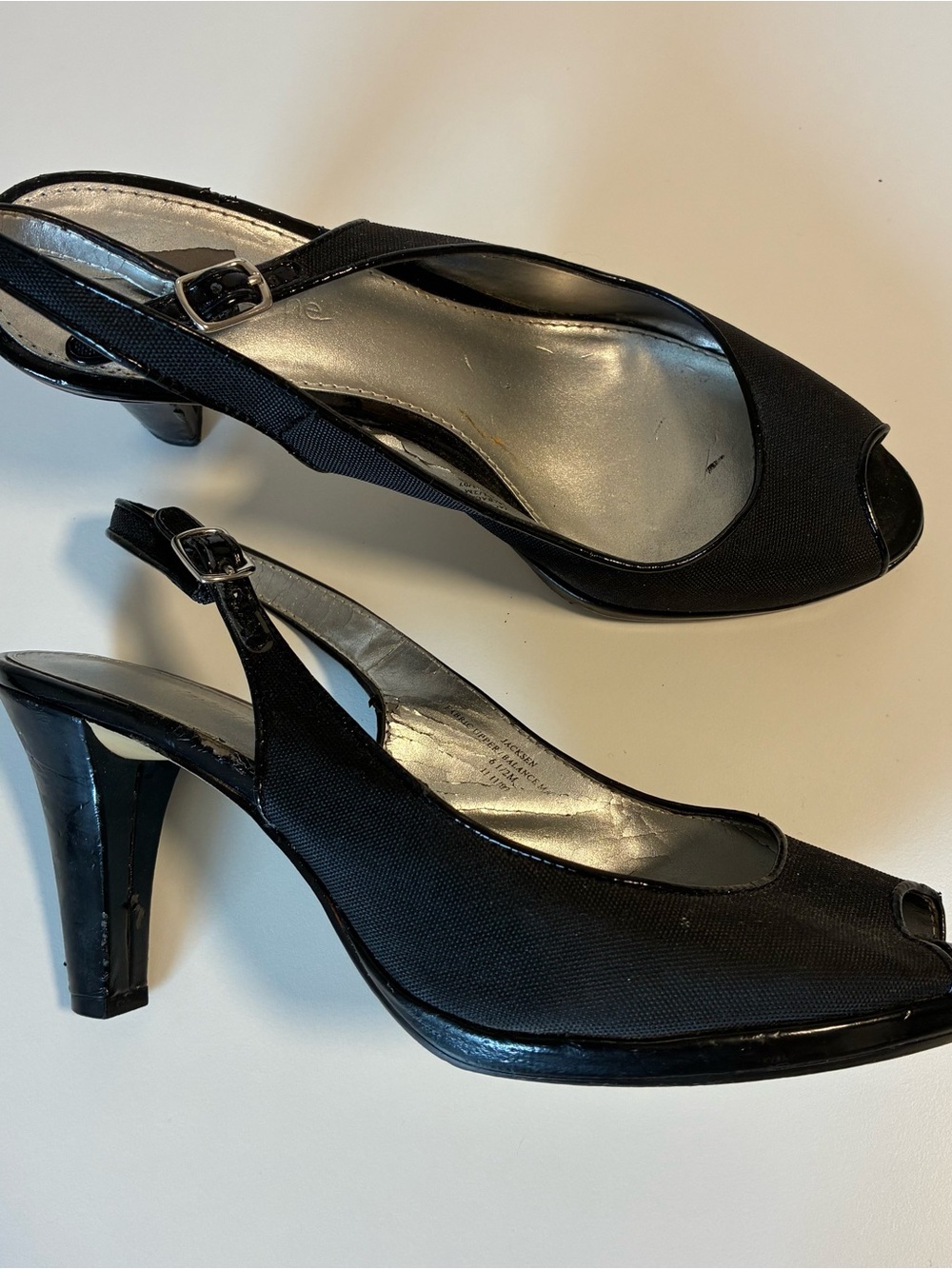 Classic Black Slingback Peep-Toe Heels